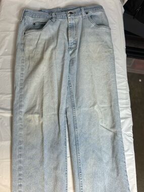 Wrangler Premium Quality Jeans Mens 33x30 Light Wash Straight Leg Denim